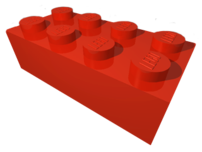 Red 2 × 4 LEGO brick from the LDraw parts libr...